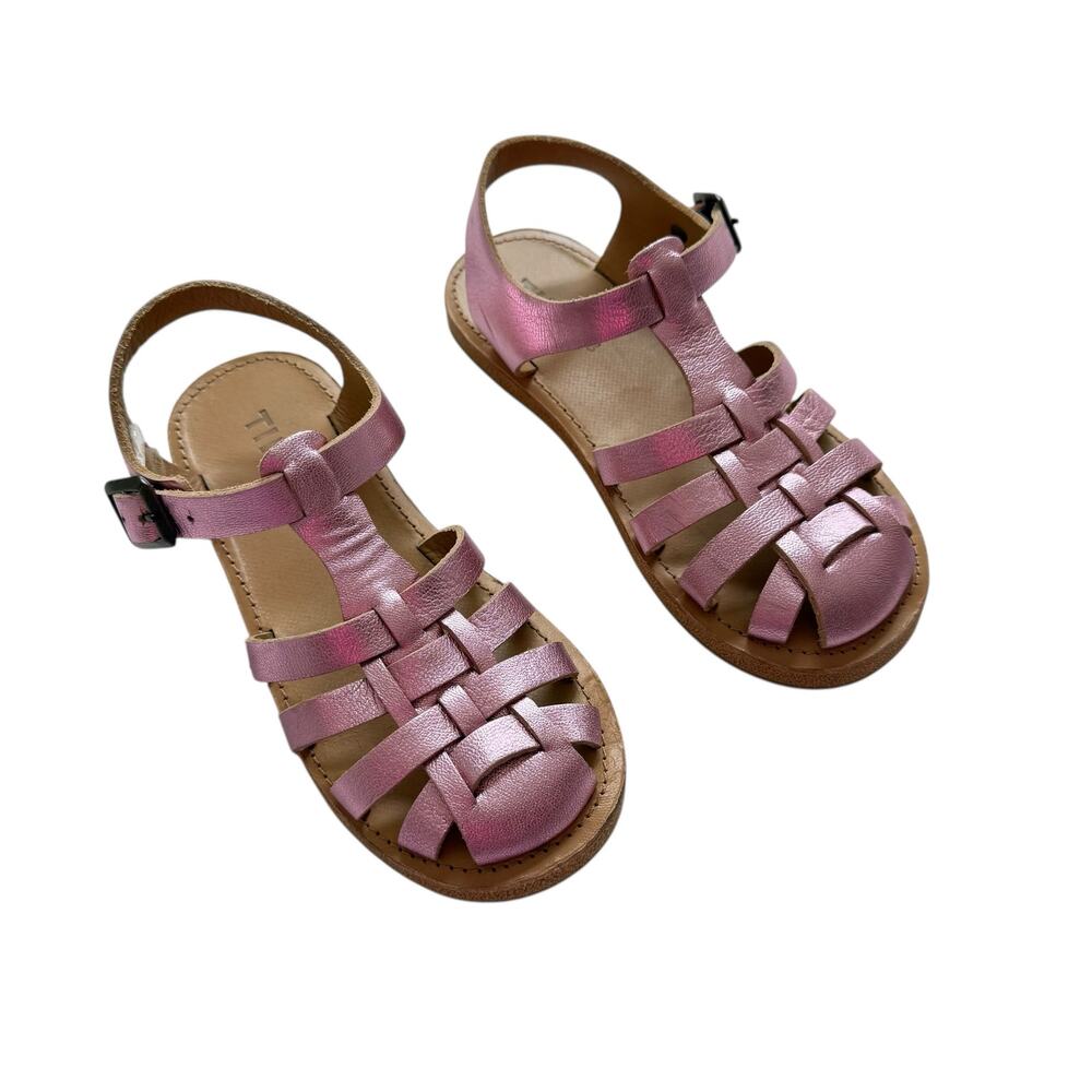 TinyCottons Pink Metallic Braided Sandals Size 30(12c)